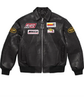 BLACK WEB HEAD LEATHER JACKET